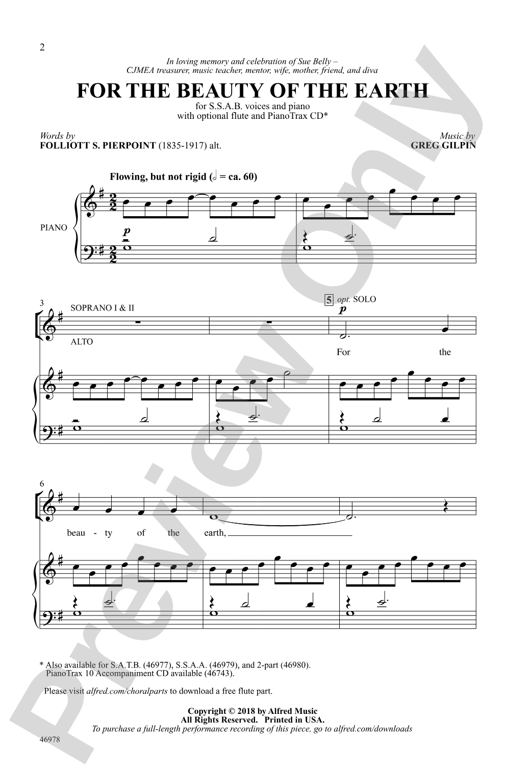 For the Beauty of the Earth: SSAB Choral Octavo