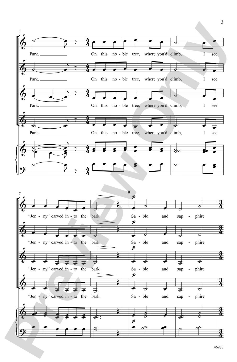 Jenny: SSAA, <i>a cappella</i> Choral Octavo