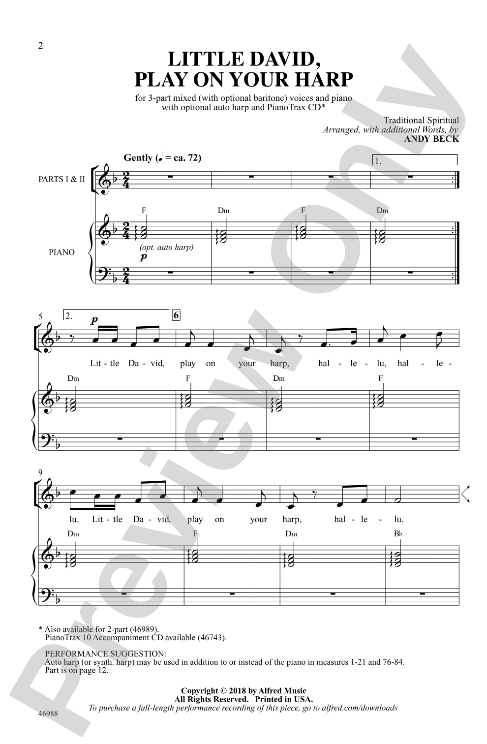 Little David, Play on Your Harp: 3-Part Mixed Choral Octavo