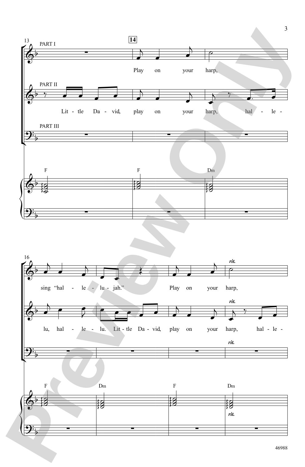 Little David, Play on Your Harp: 3-Part Mixed Choral Octavo