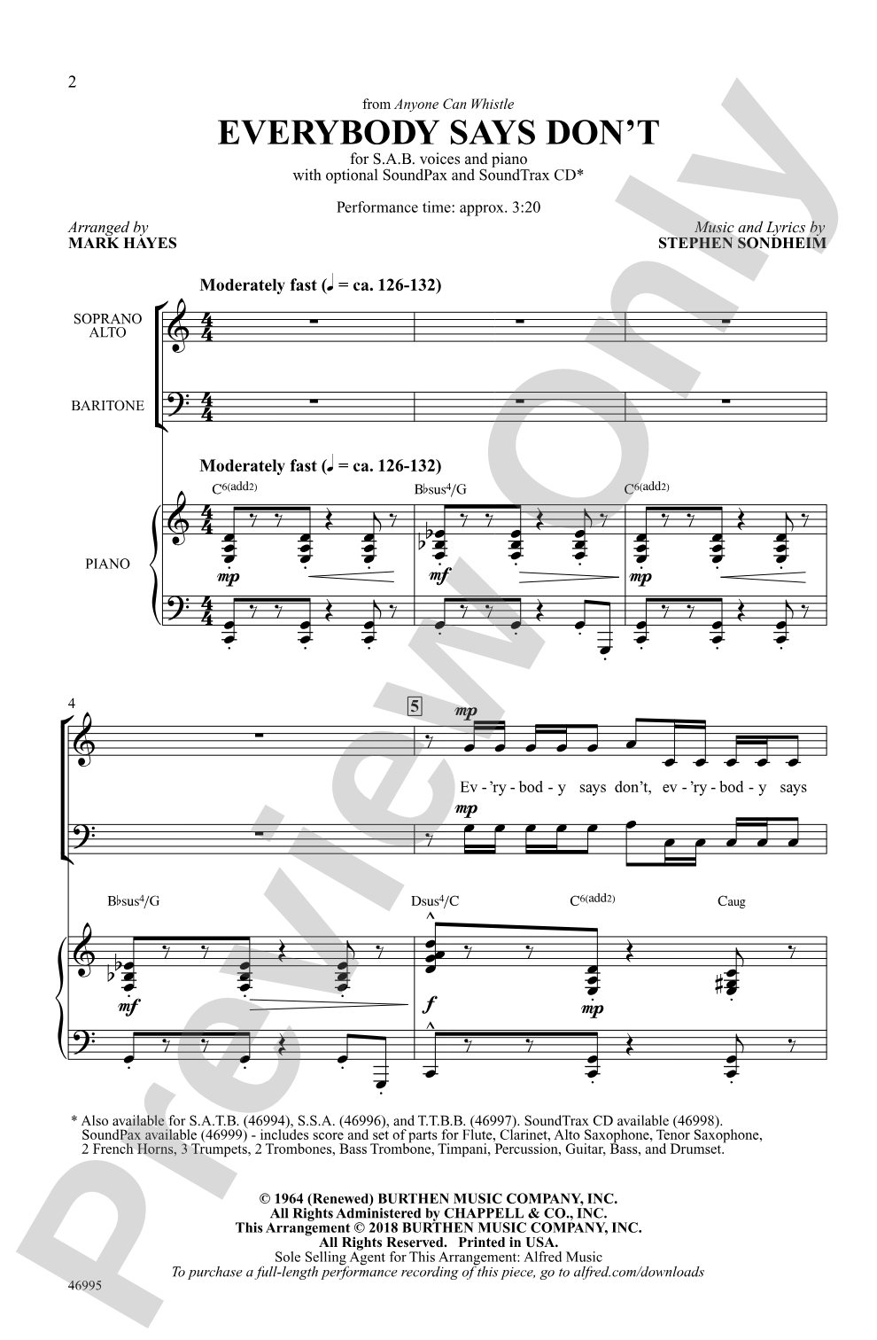 Everybody Says Don't: SAB Choral Octavo