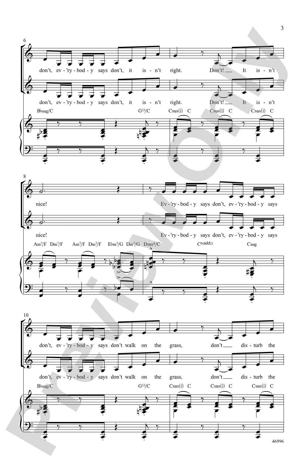 Everybody Says Don't: SSA Choral Octavo