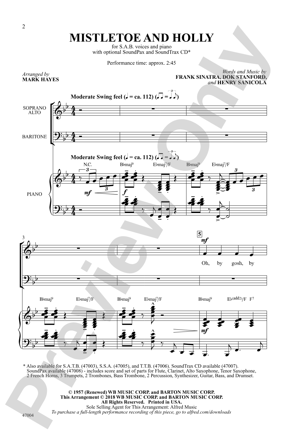 Mistletoe and Holly: SAB Choral Octavo