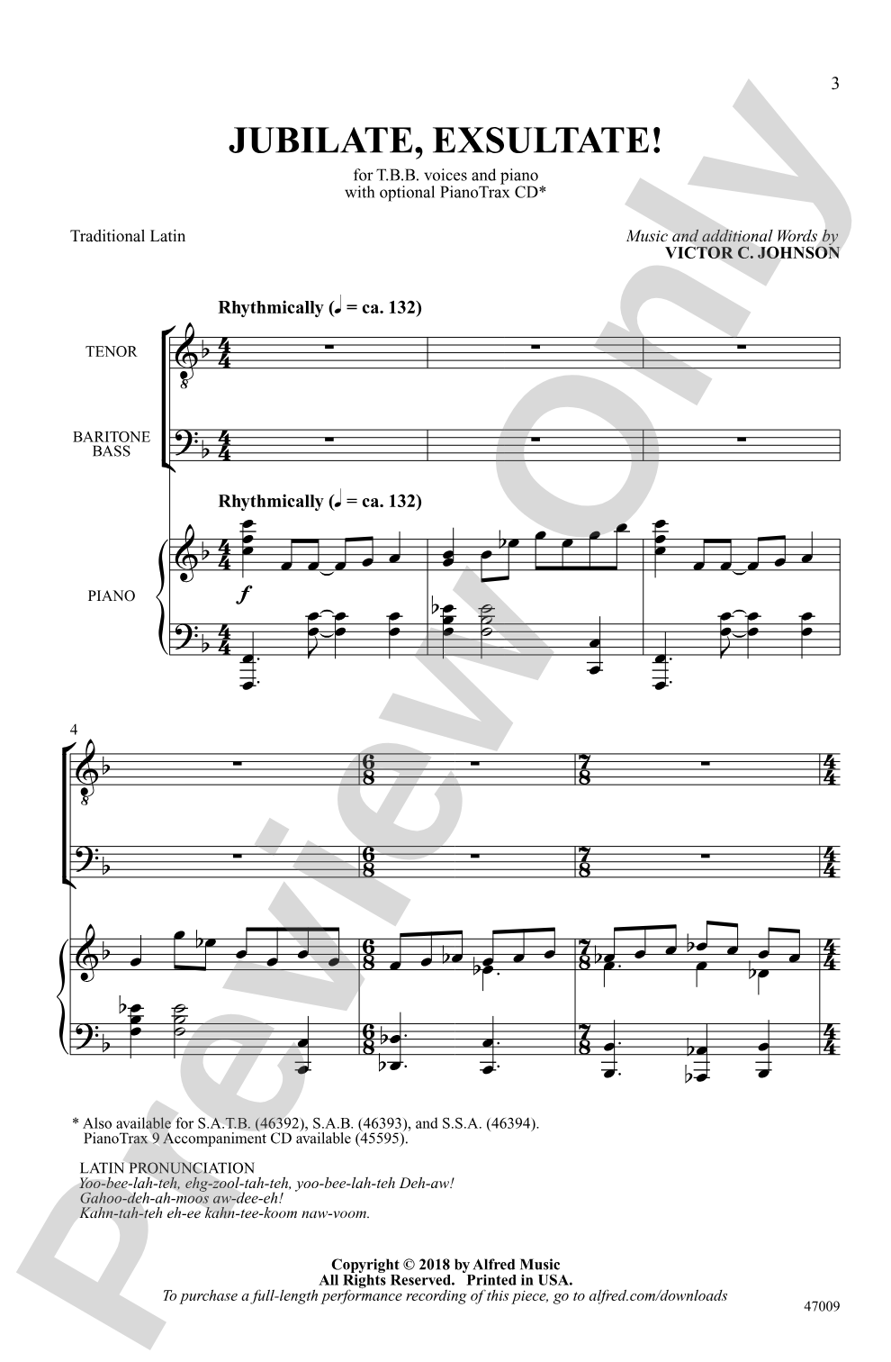 Jubilate, Exsultate!: TBB Choral Octavo