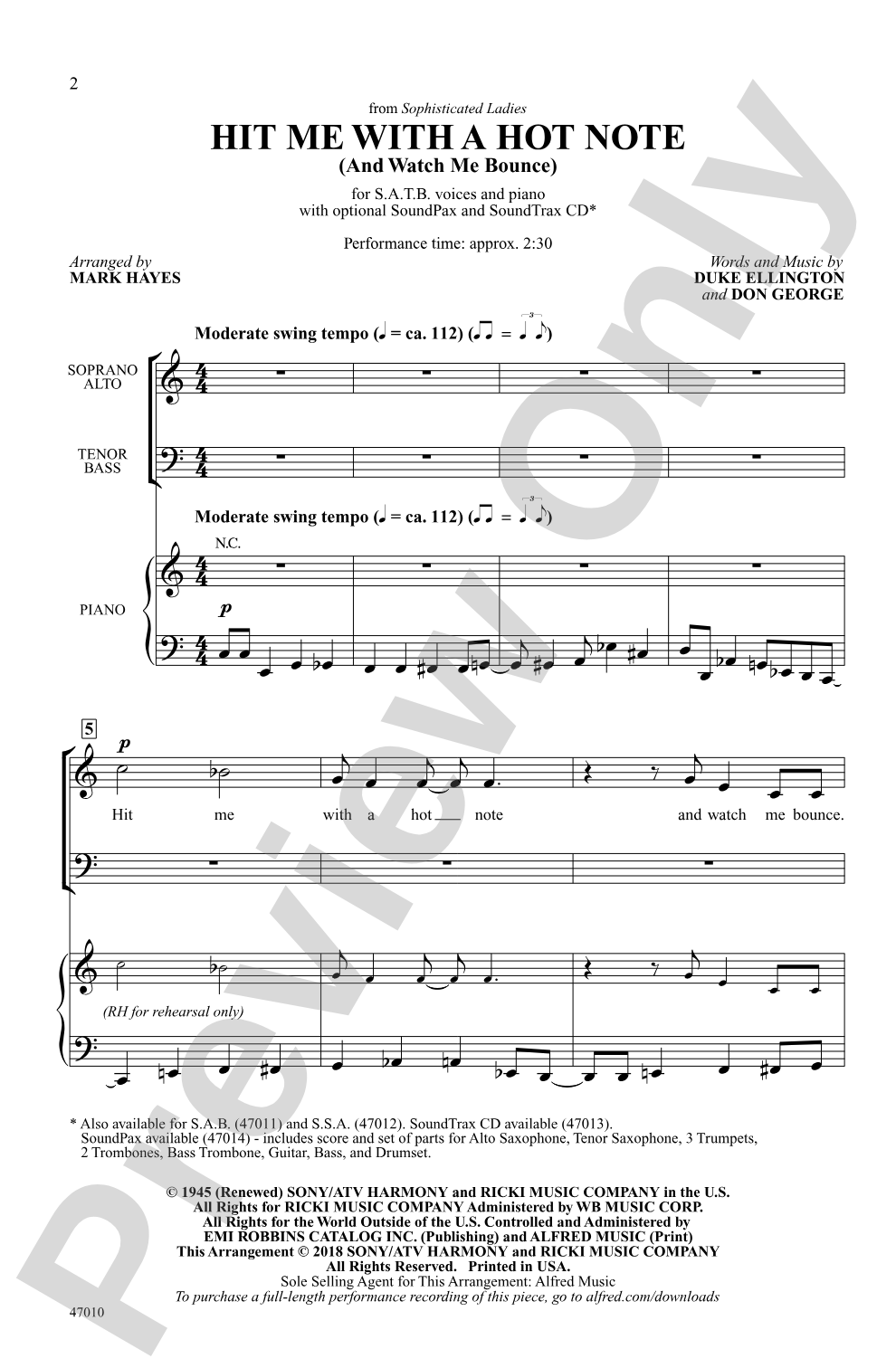 Hit Me with a Hot Note: SATB Choral Octavo