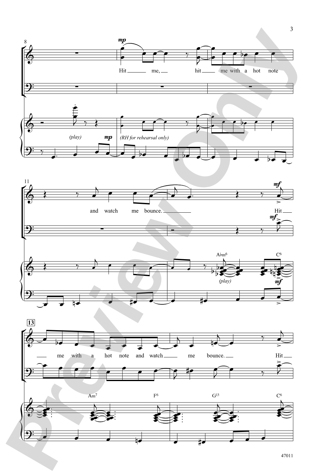 Hit Me with a Hot Note: SAB Choral Octavo