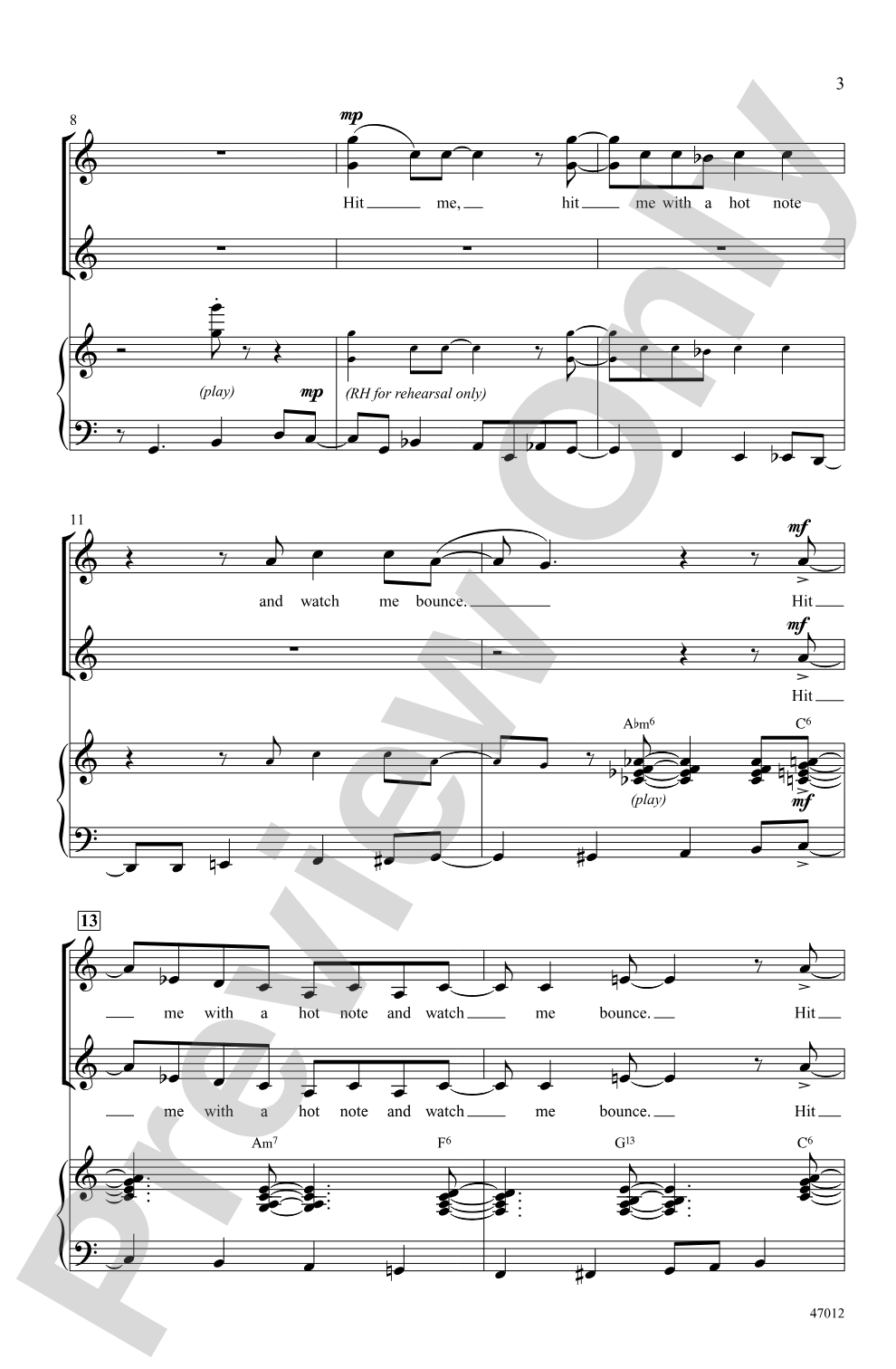 Hit Me with a Hot Note: SSA Choral Octavo