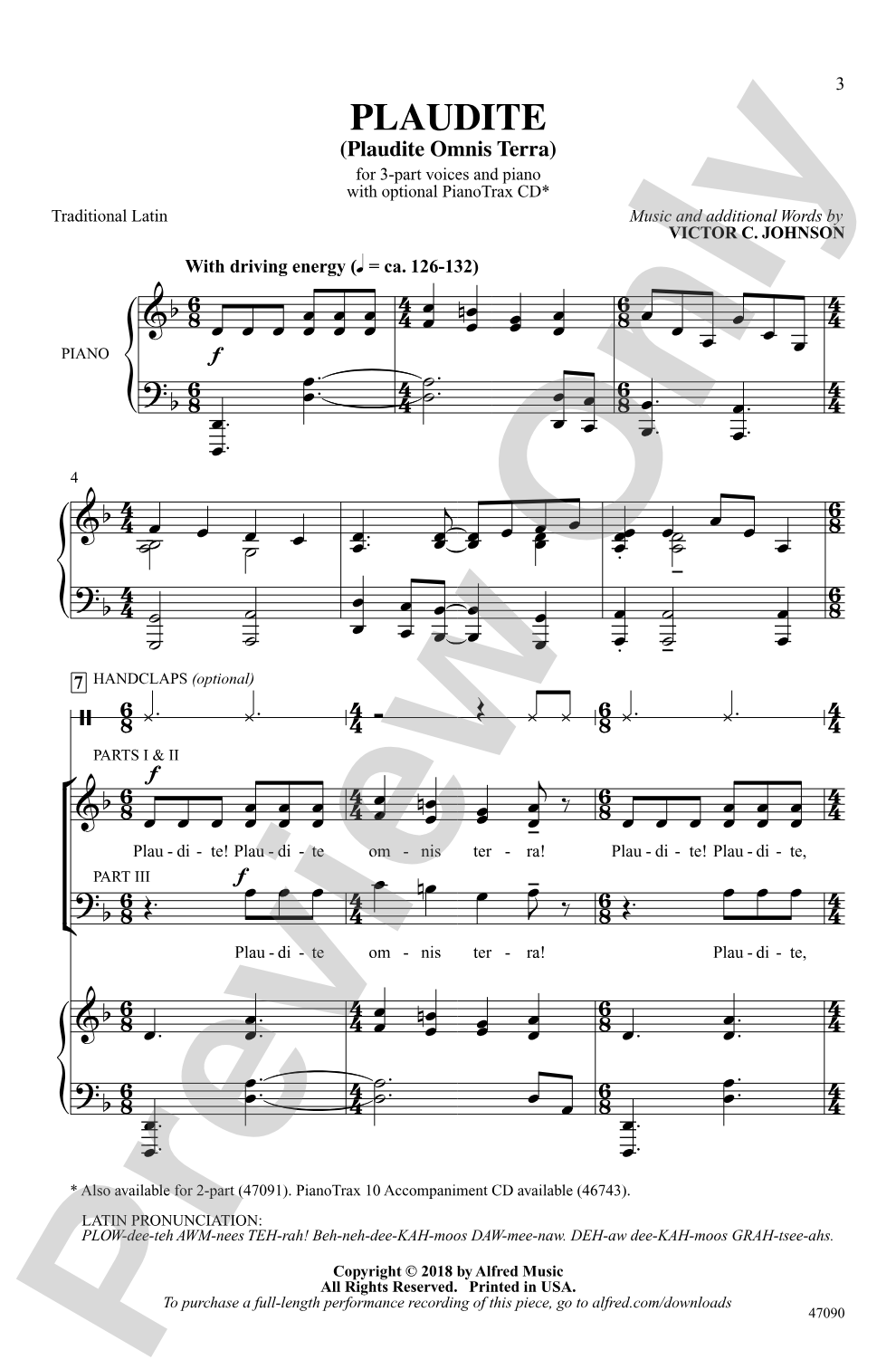 Plaudite: 3-Part Mixed Choral Octavo