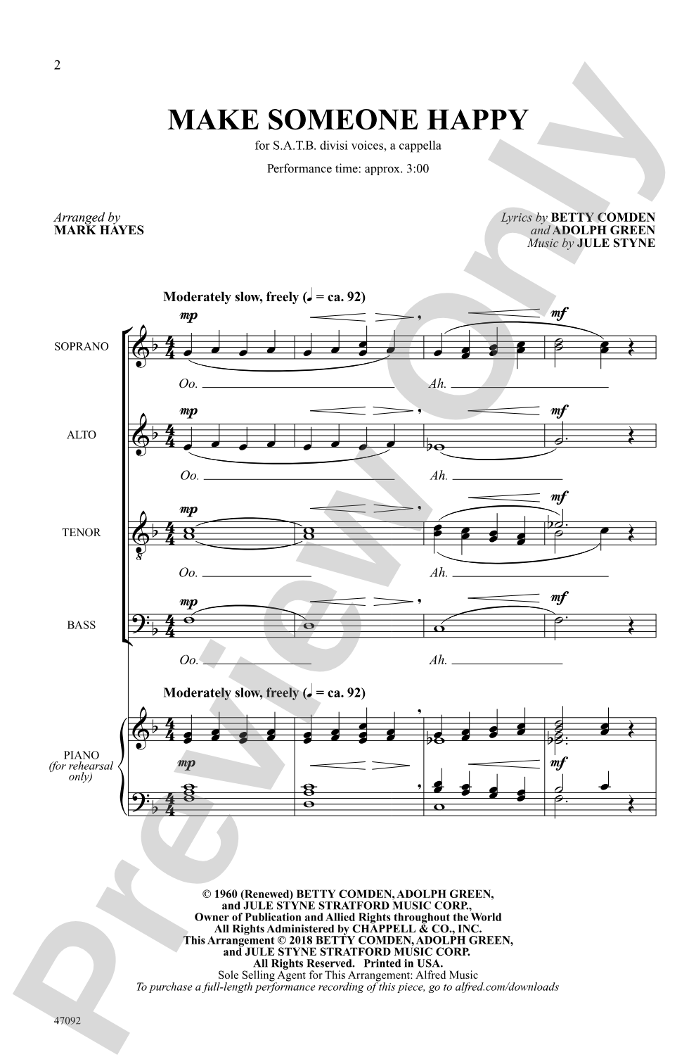 Make Someone Happy: SATB, <i>a cappella</i> Choral Octavo