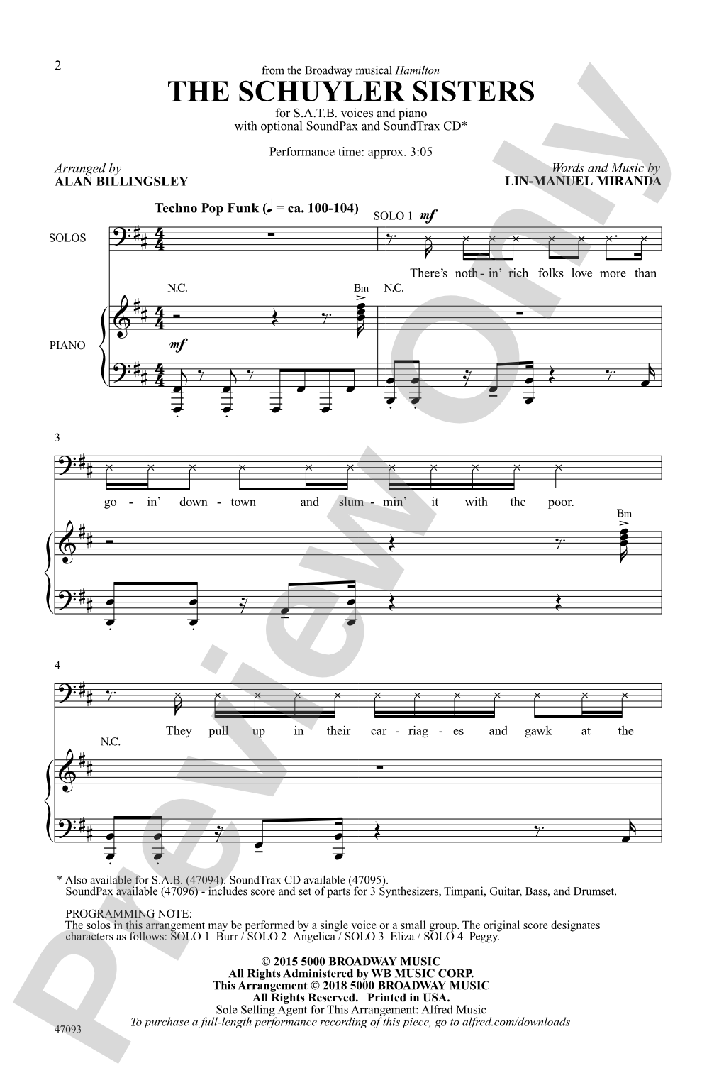 The Schuyler Sisters: SATB Choral Octavo