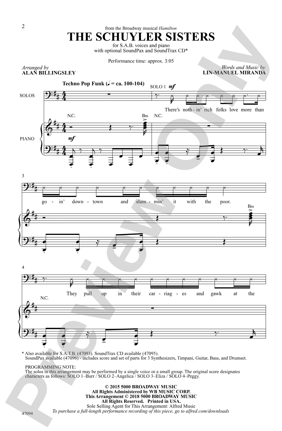 The Schuyler Sisters: SAB Choral Octavo