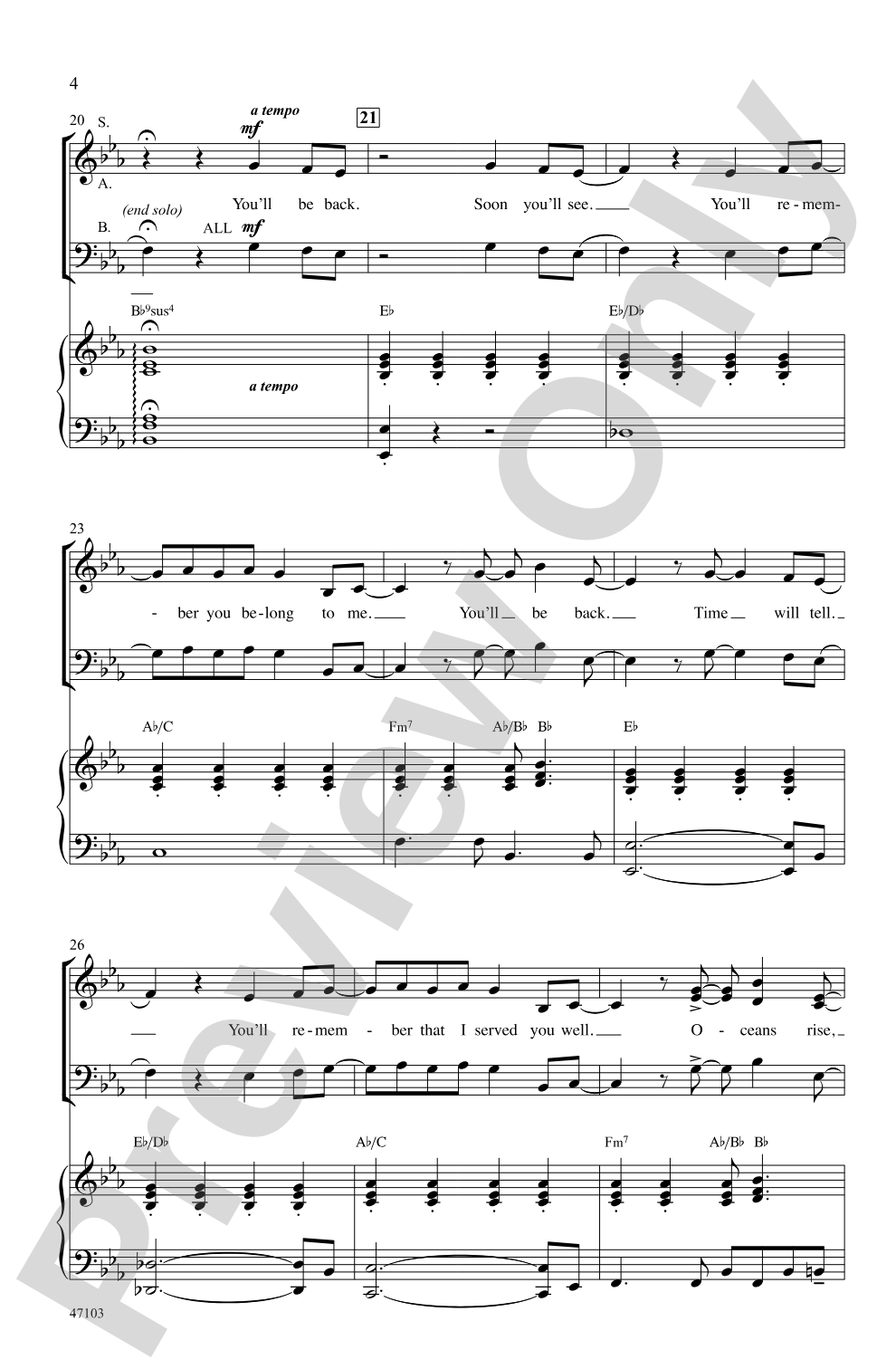You'll Be Back: SAB Choral Octavo