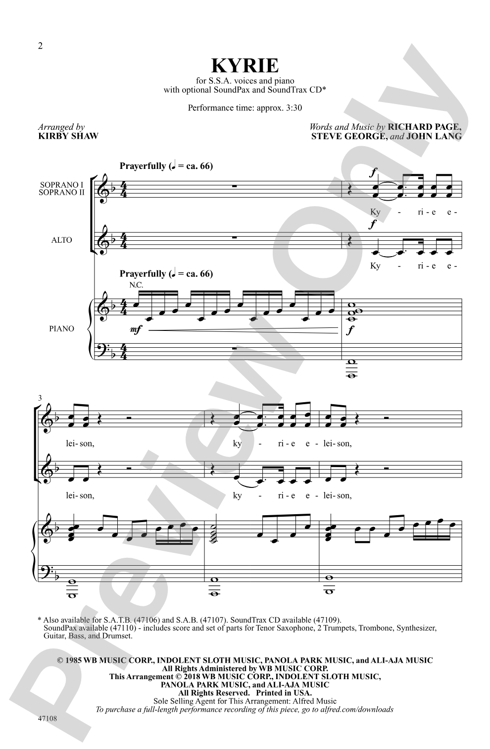 Kyrie: SSA Choral Octavo