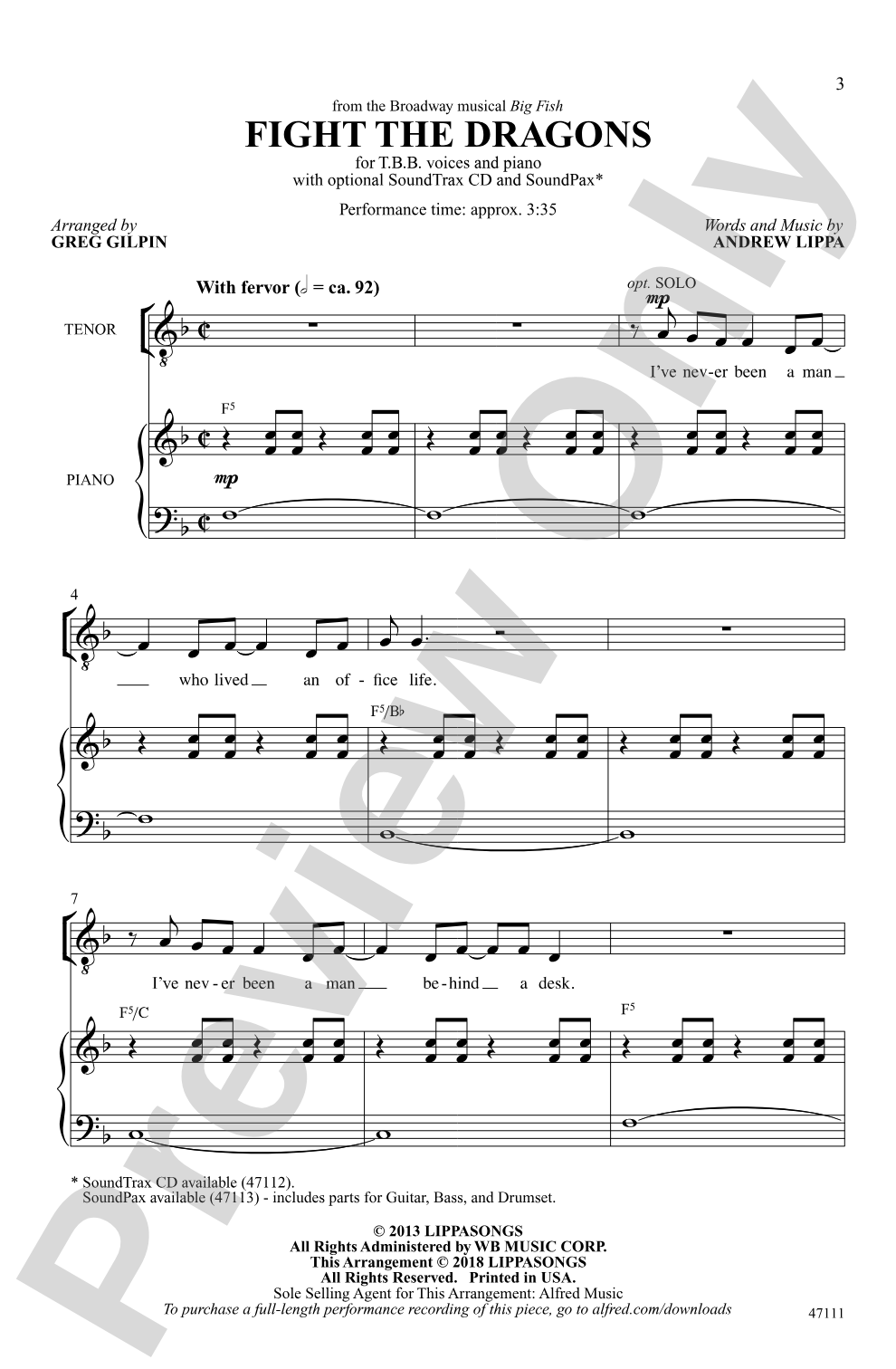 Fight the Dragons: TBB Choral Octavo