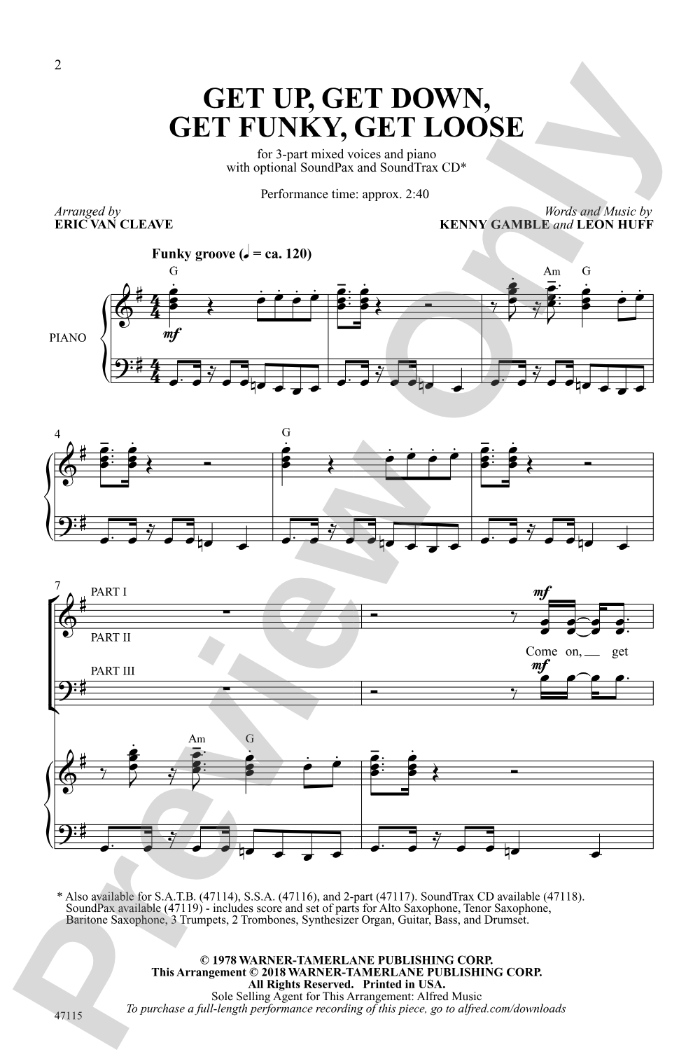Get Up, Get Down, Get Funky, Get Loose: 3-Part Mixed Choral Octavo