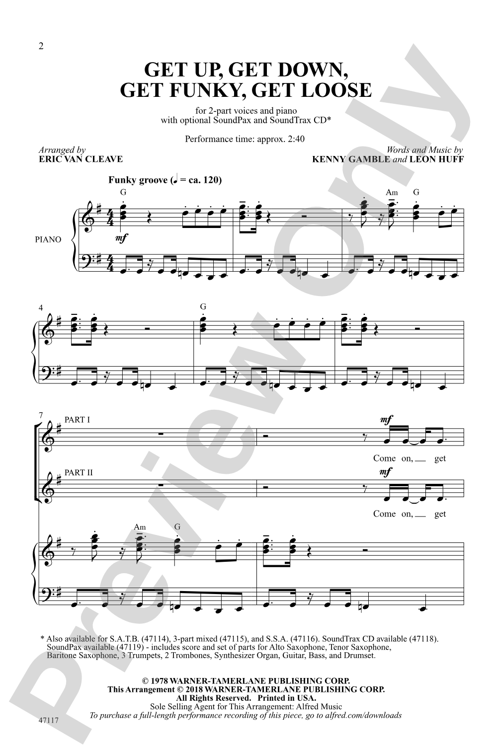 Get Up, Get Down, Get Funky, Get Loose: 2-Part Choral Octavo