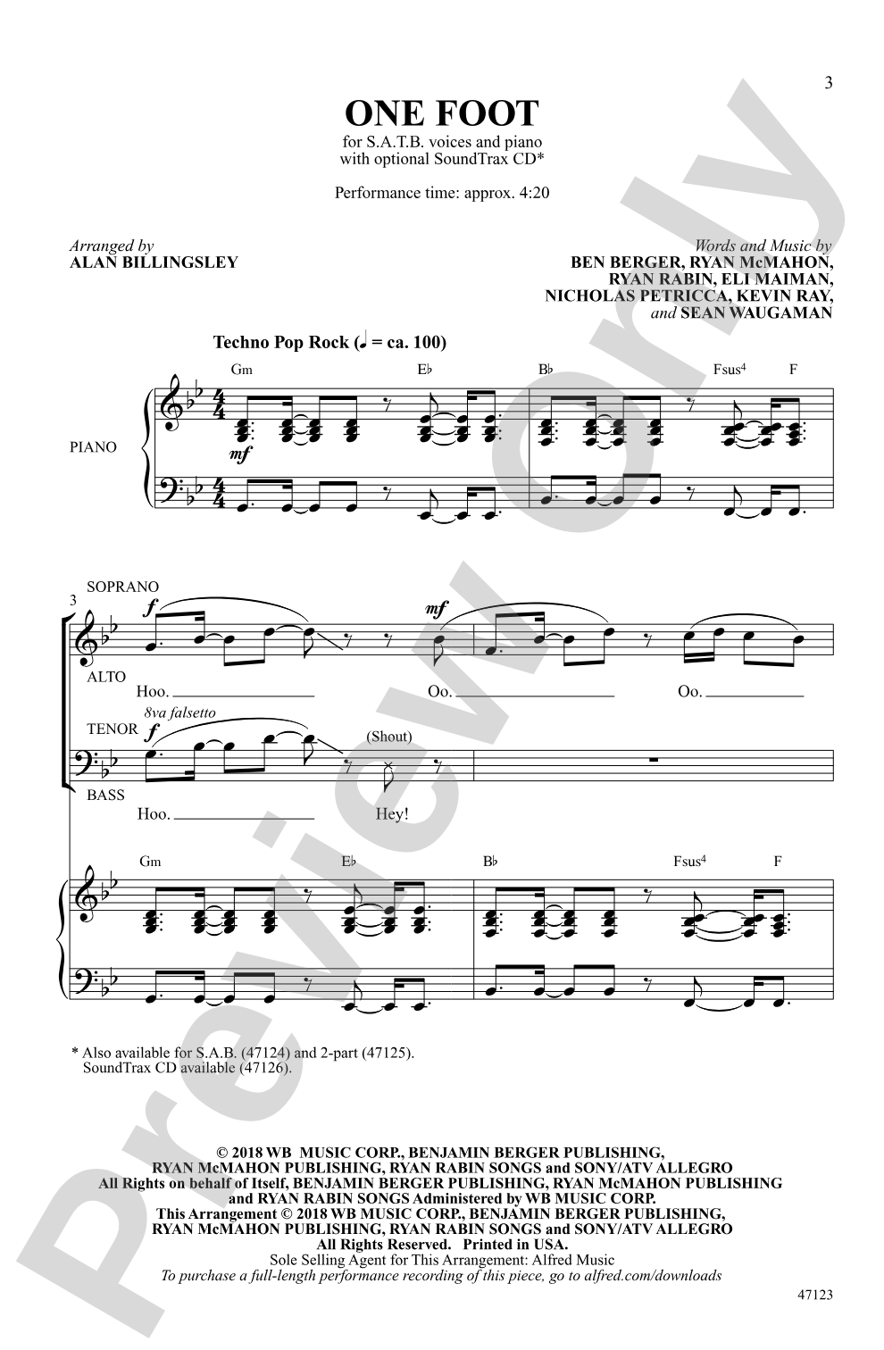One Foot: SATB Choral Octavo