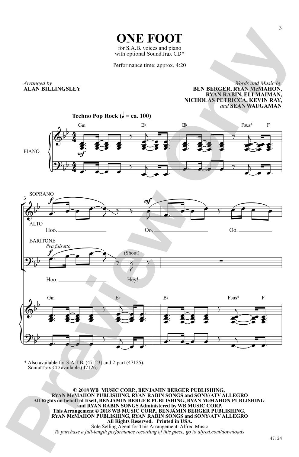One Foot: SAB Choral Octavo