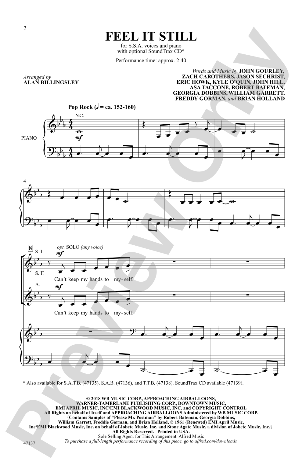 Feel It Still: SSA Choral Octavo