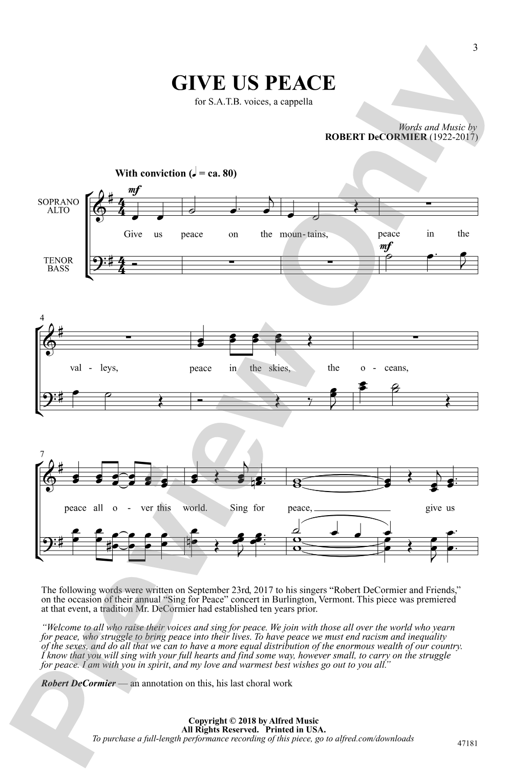 Give Us Peace: SATB, <I>a cappella</I> Choral Octavo