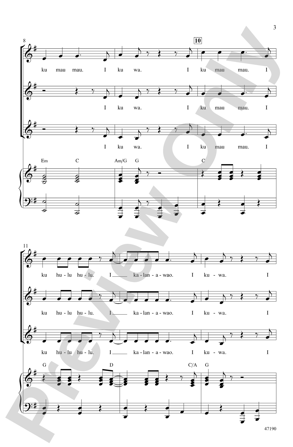 I Ku Mau Mau: SSA Choral Octavo