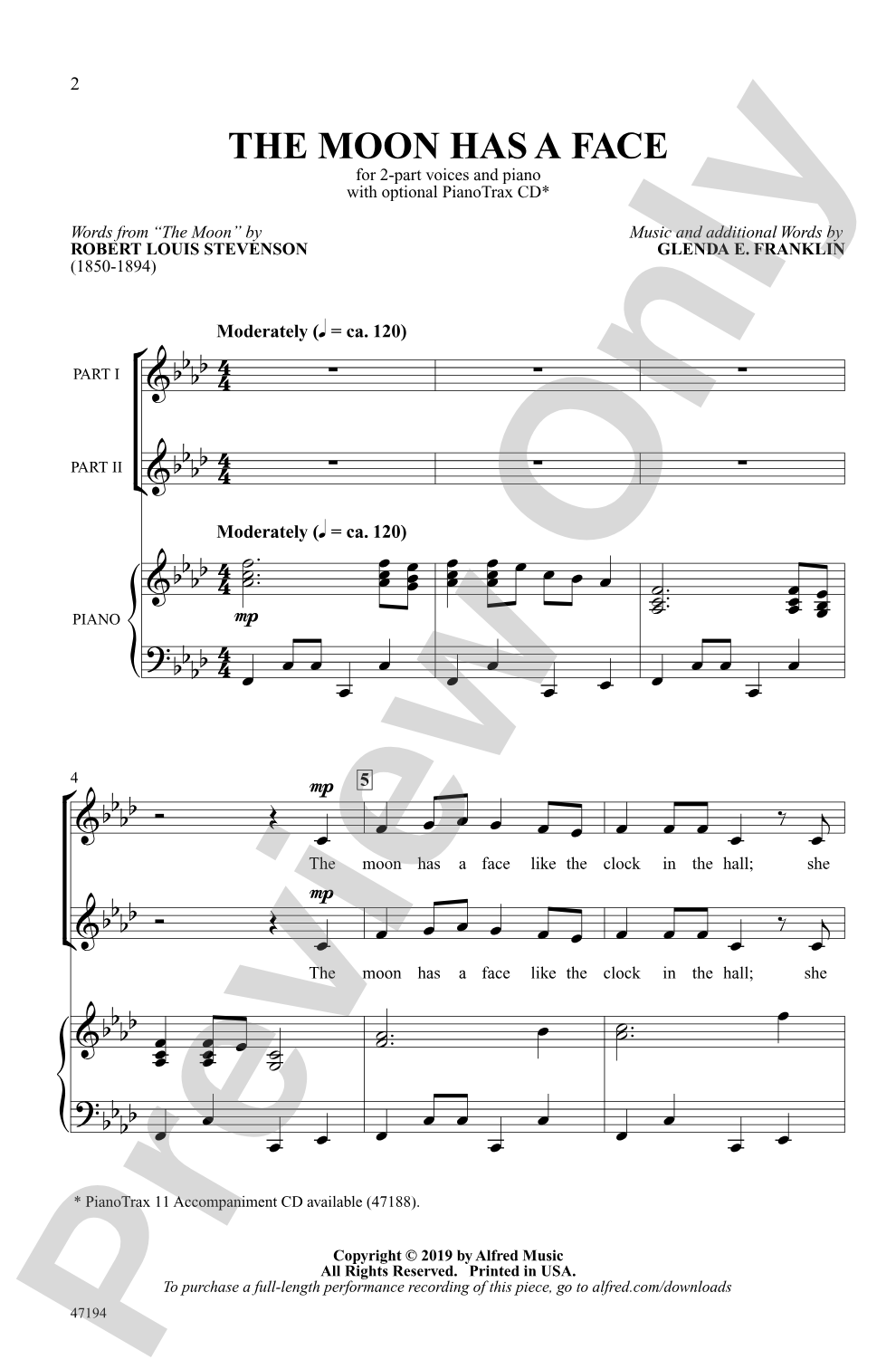 The Moon Has a Face: 2-Part Choral Octavo