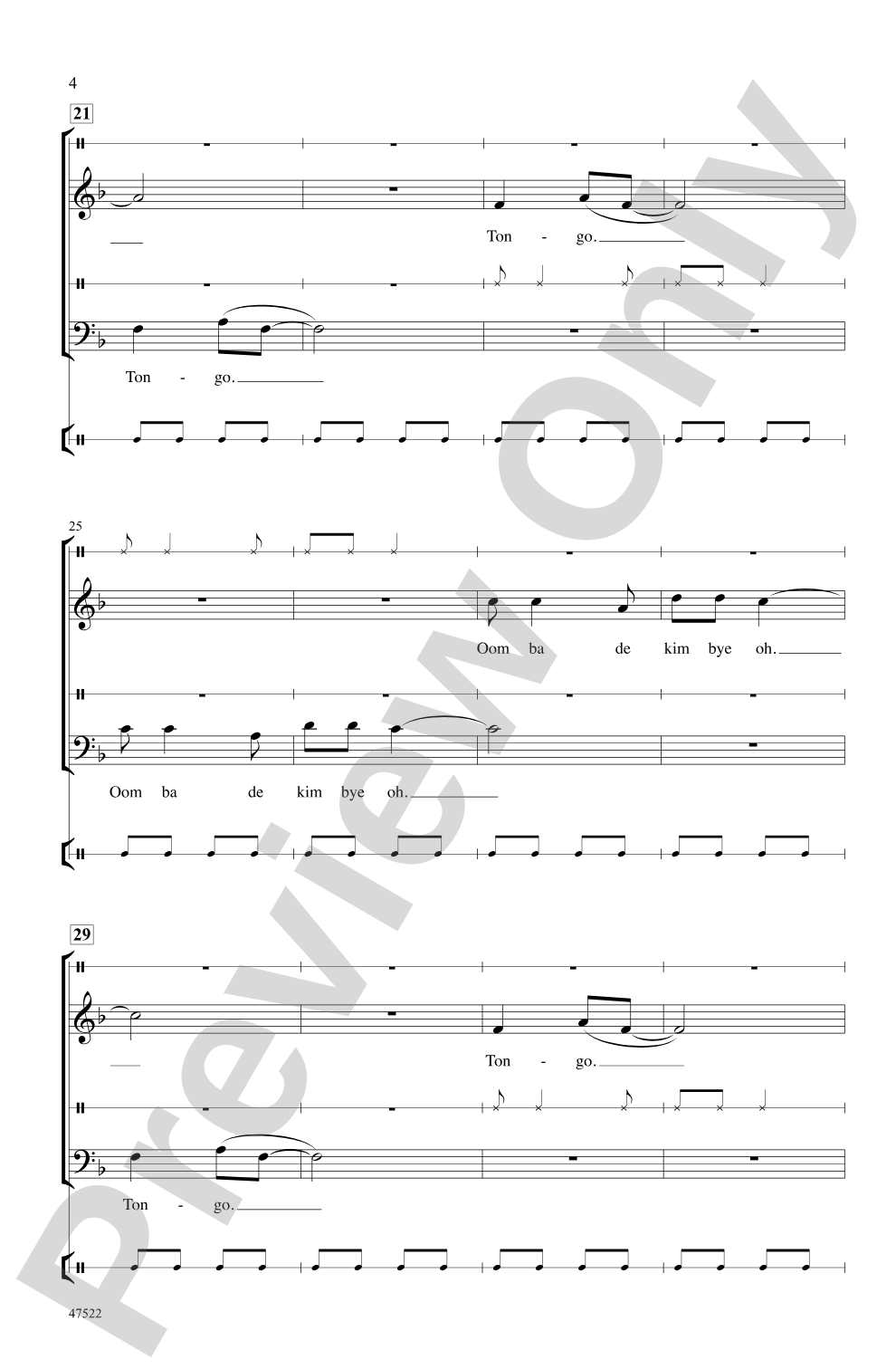 Tongo: SATB <i>a cappella</i> Choral Octavo