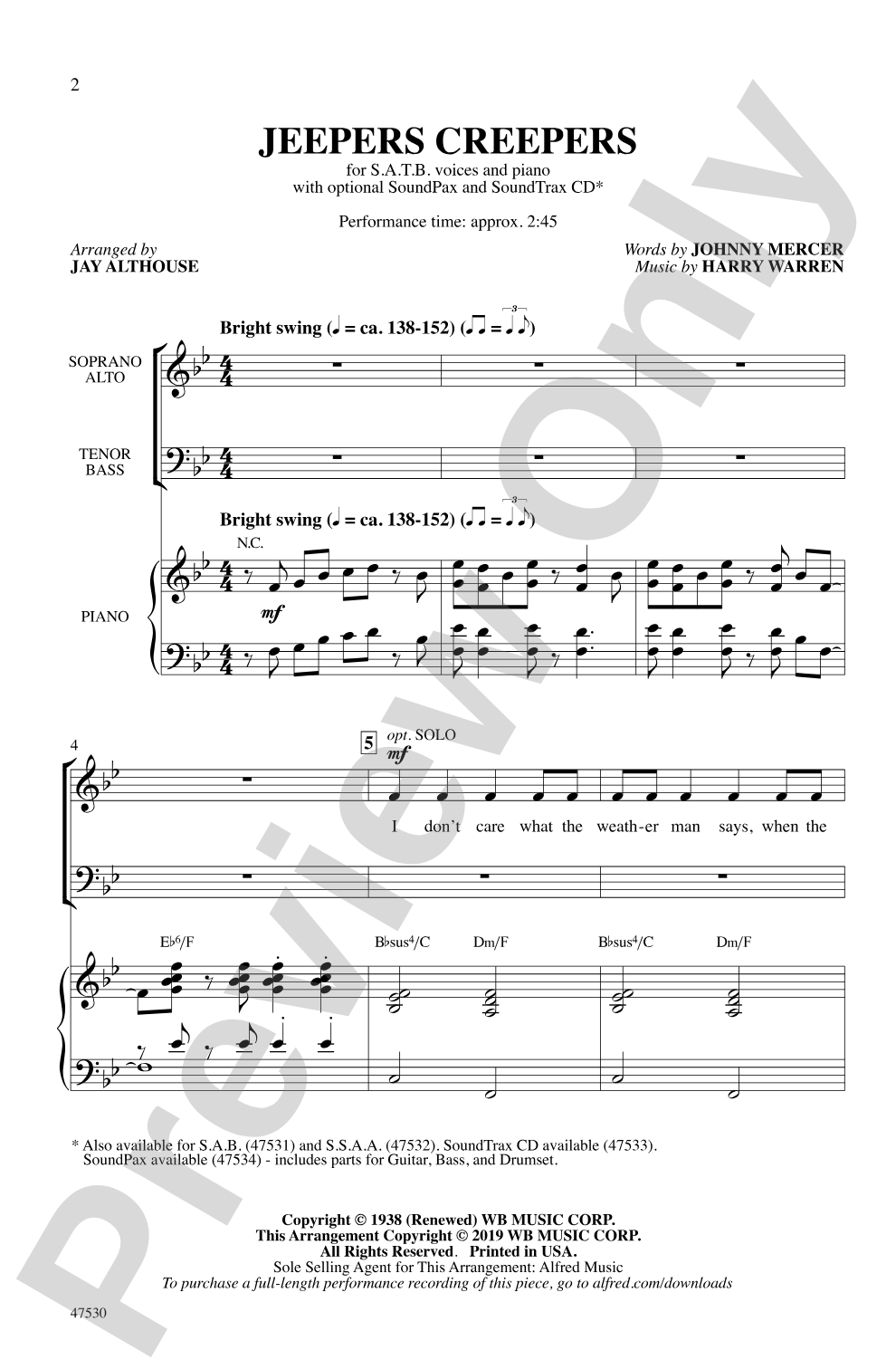 Jeepers Creepers: SATB Choral Octavo