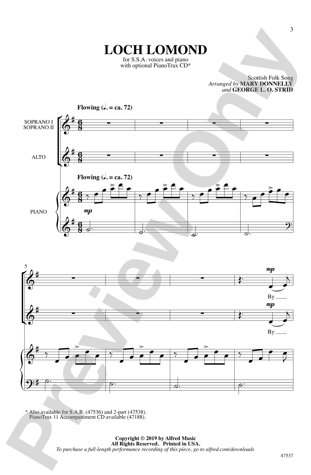 Loch Lomond: SSA Choral Octavo