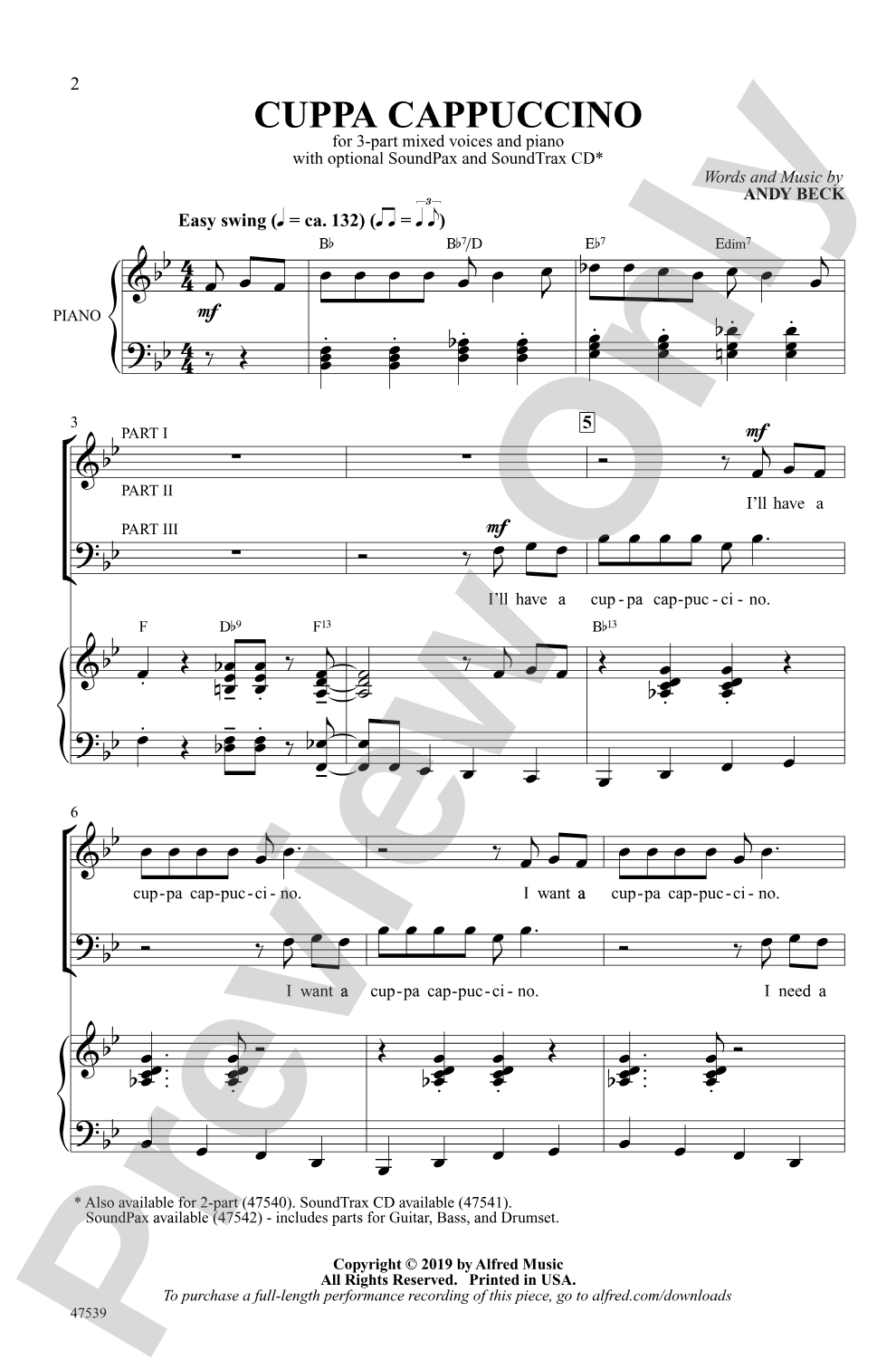 Cuppa Cappuccino: 3-Part Mixed Choral Octavo