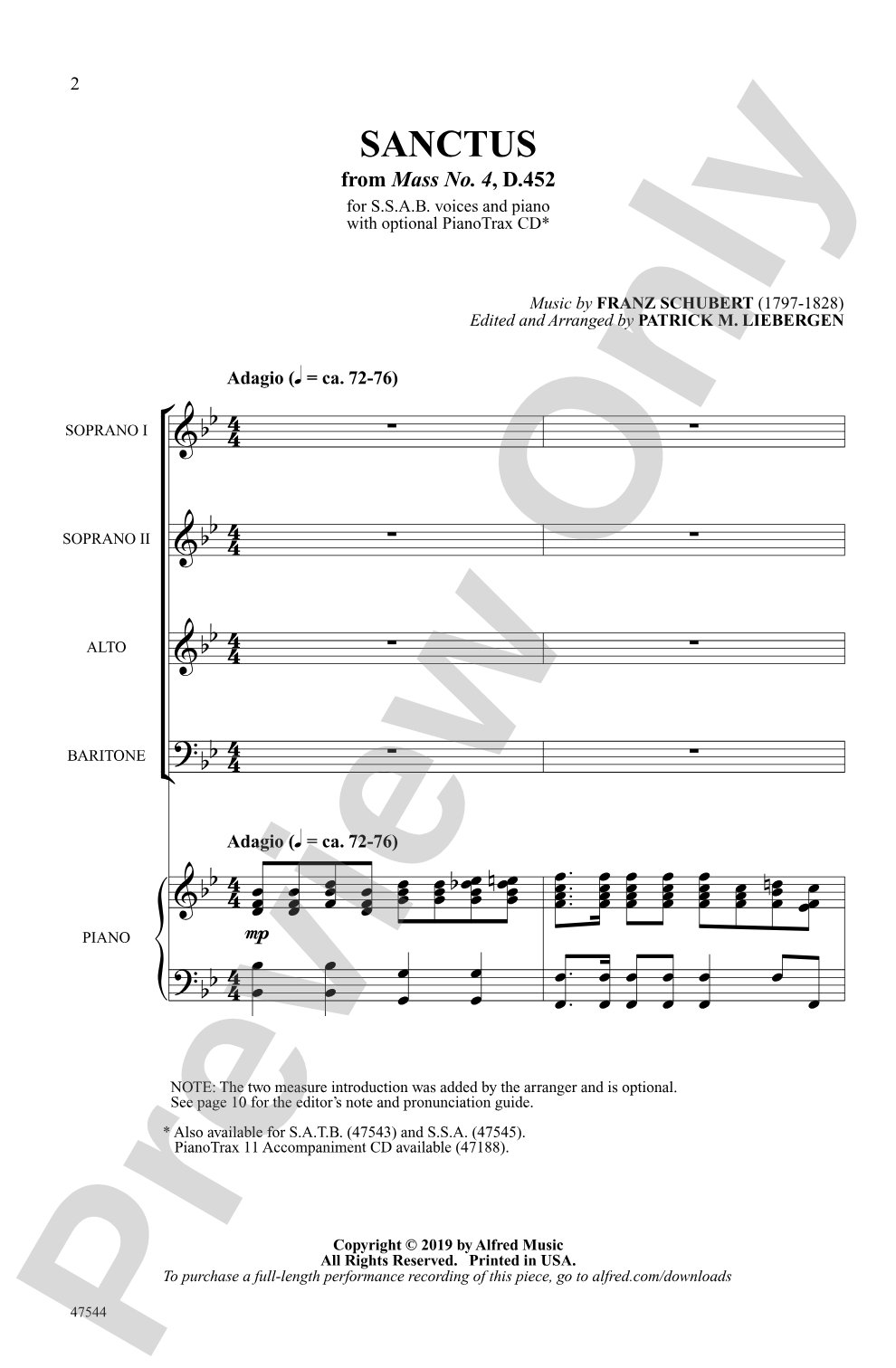 Sanctus: SSAB Choral Octavo