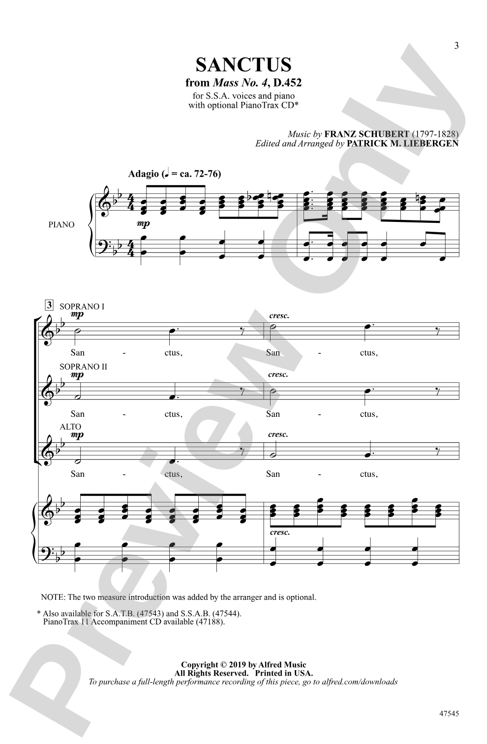 Sanctus: SSA Choral Octavo