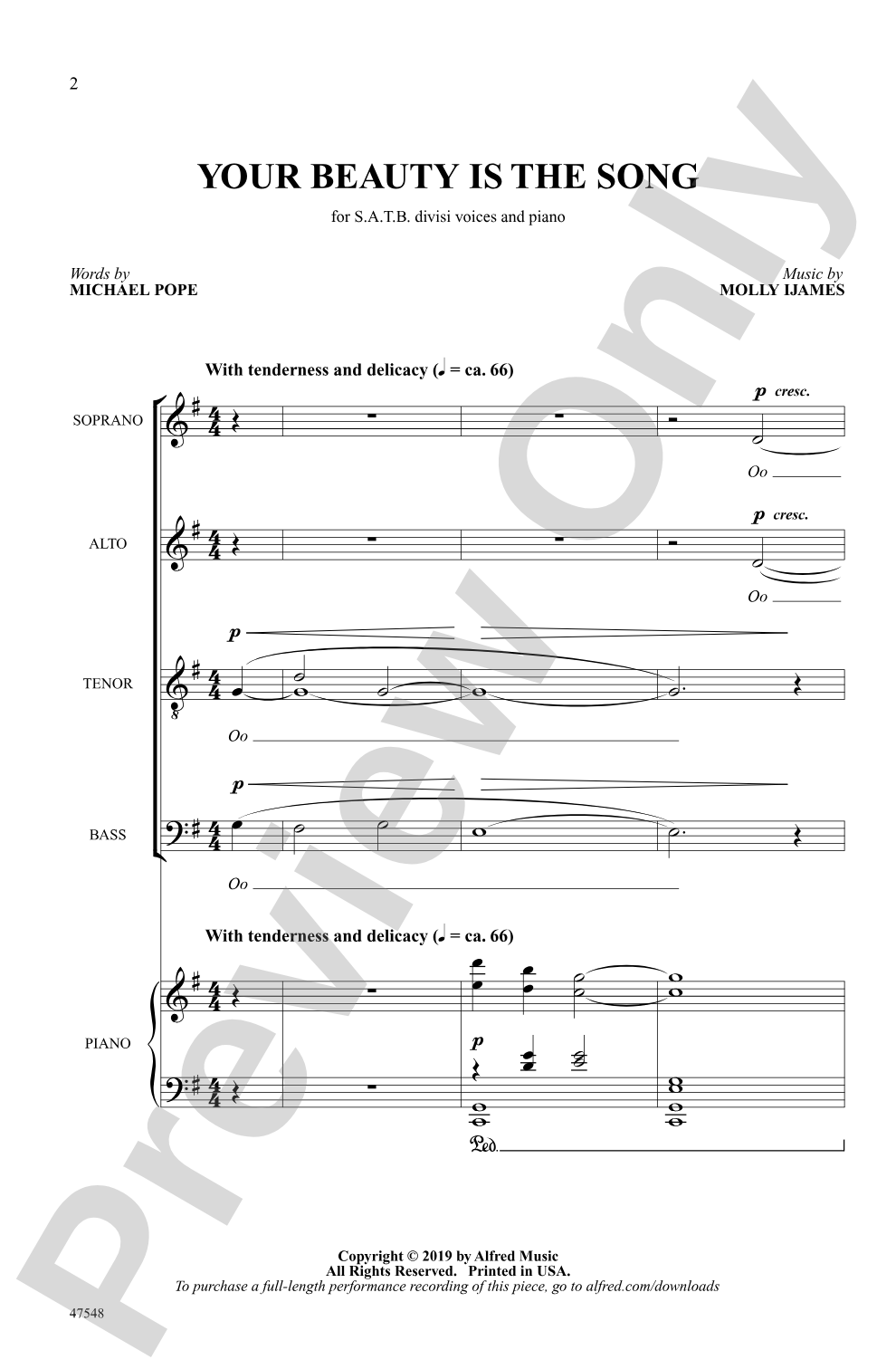 Your Beauty Is the Song: SATB divisi Choral Octavo