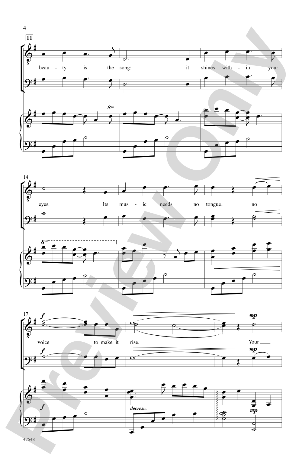 Your Beauty Is the Song: SATB divisi Choral Octavo