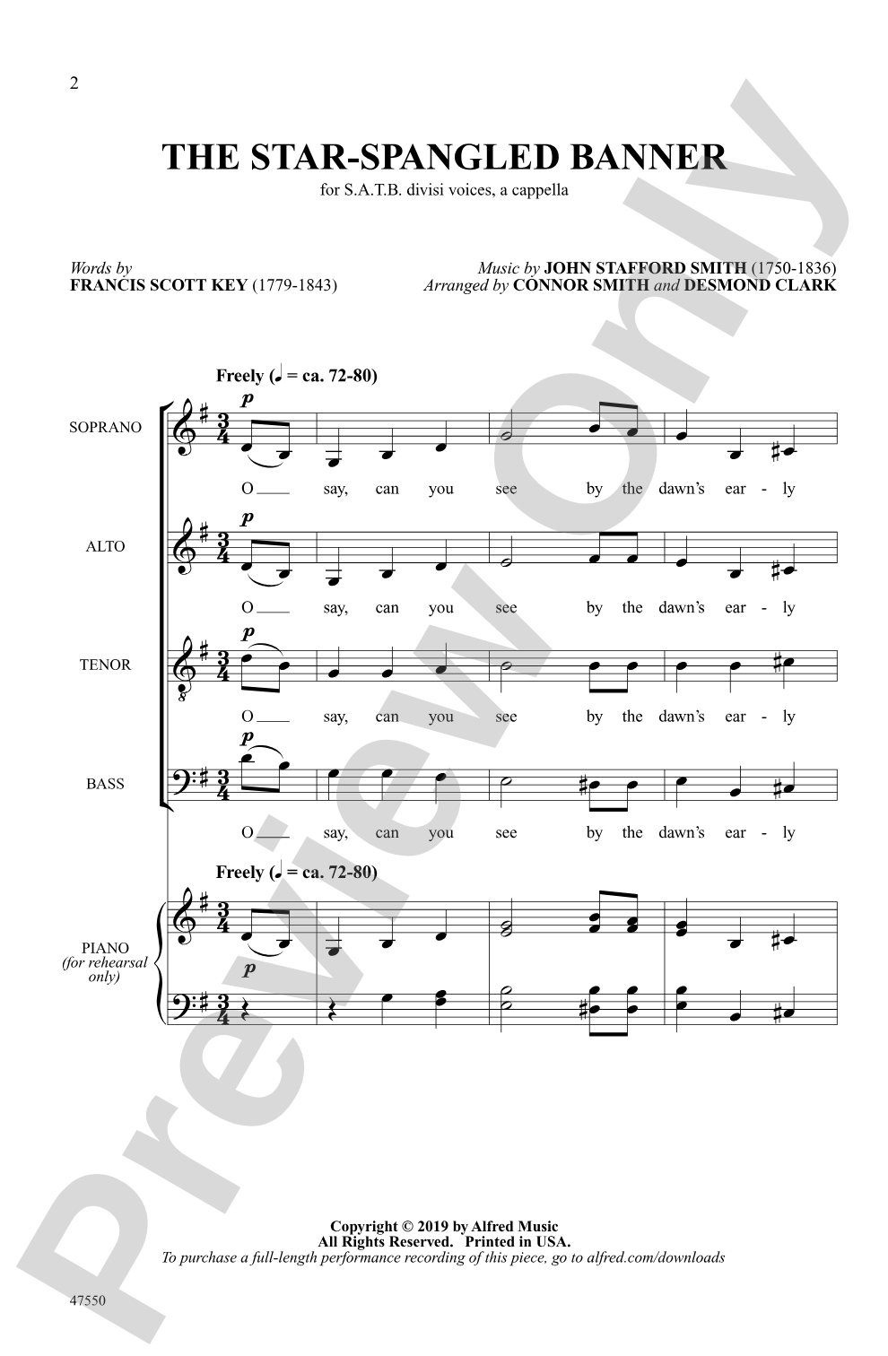 The Star-Spangled Banner: SATB divisi, <I>a cappella</I> Choral Octavo