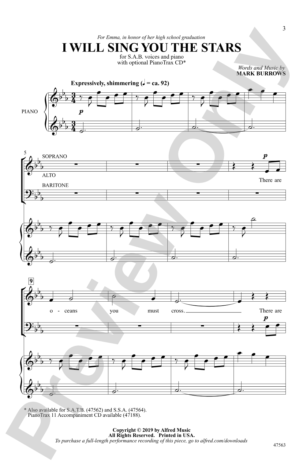 I Will Sing You the Stars: SAB Choral Octavo