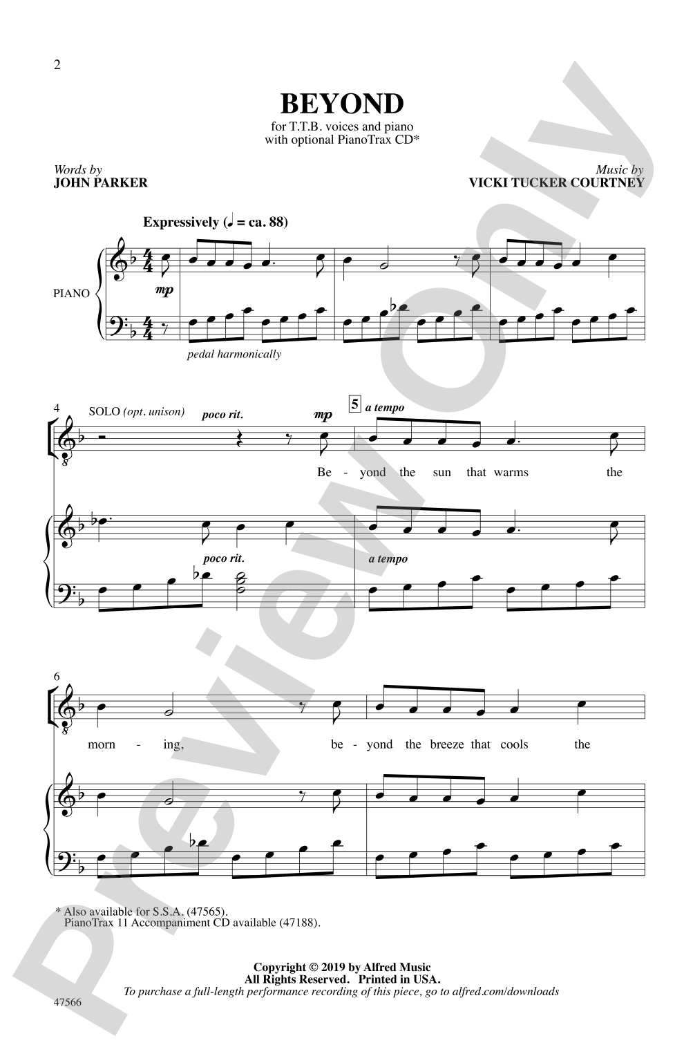 Beyond: TTB Choral Octavo