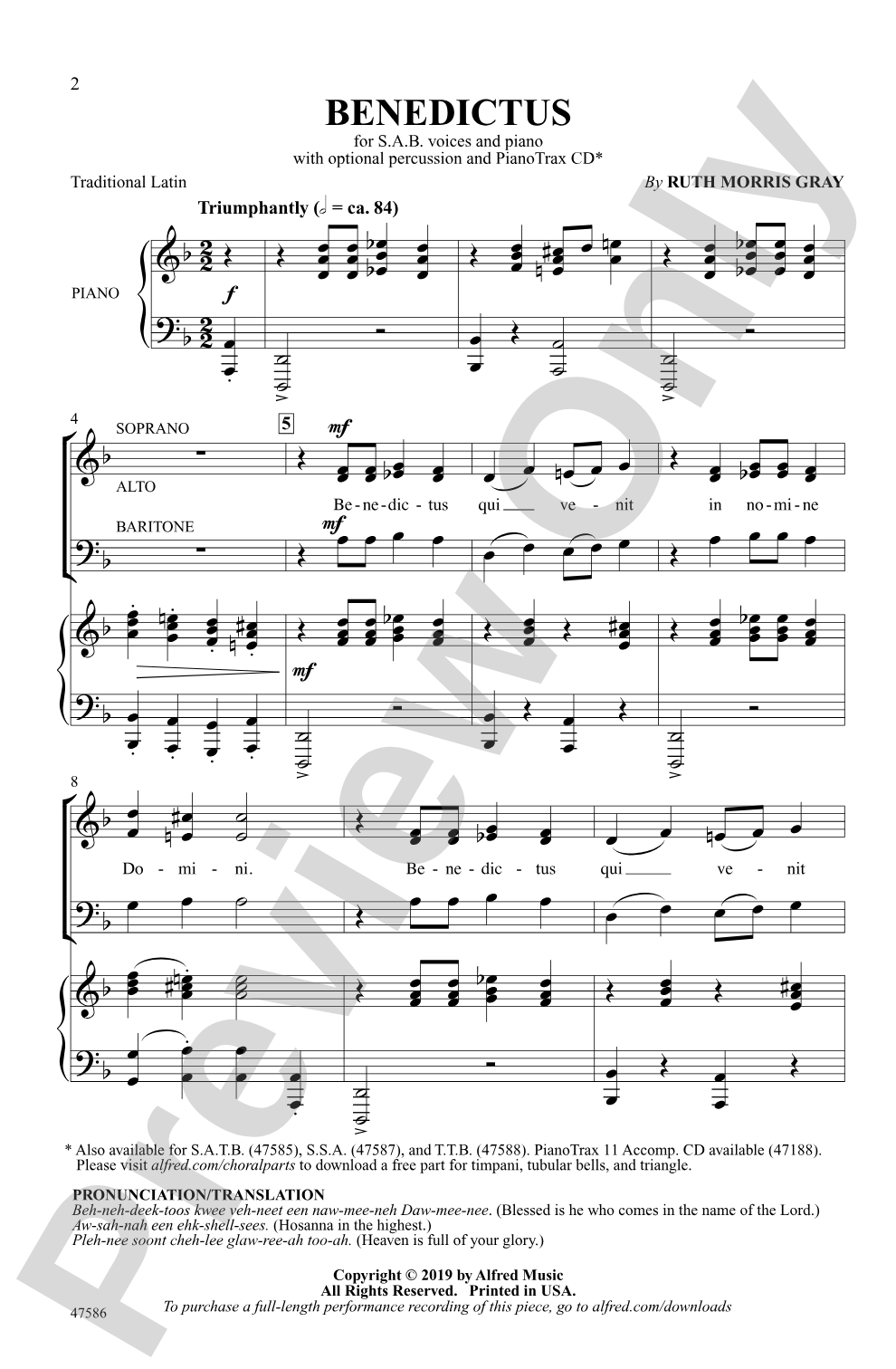 Benedictus: SAB Choral Octavo
