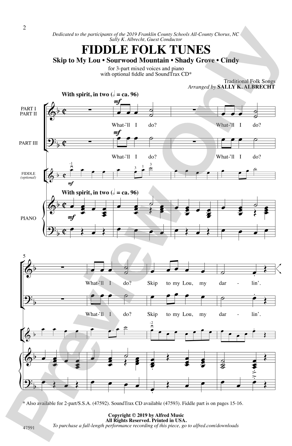 Fiddle Folk Tunes: 3-Part Mixed Choral Octavo
