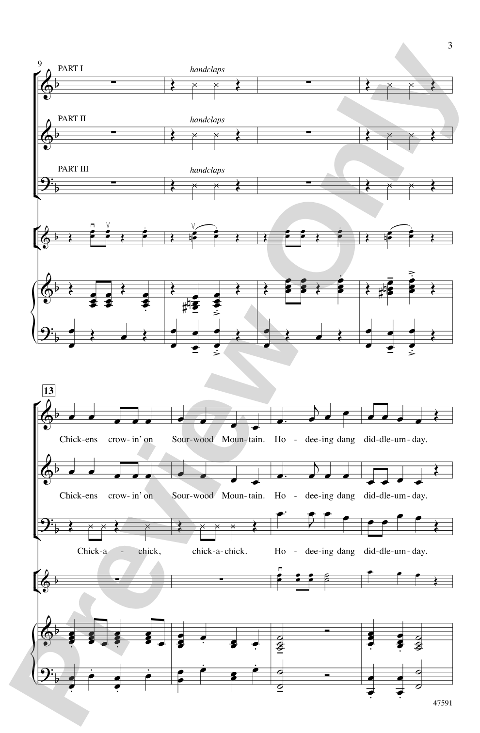 Fiddle Folk Tunes: 3-Part Mixed Choral Octavo