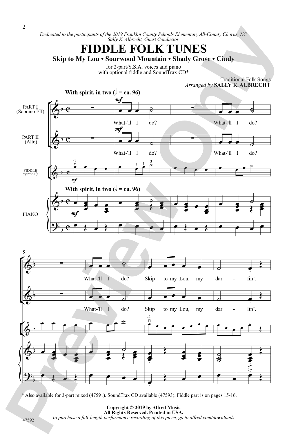 Fiddle Folk Tunes: 2-Part Choral Octavo