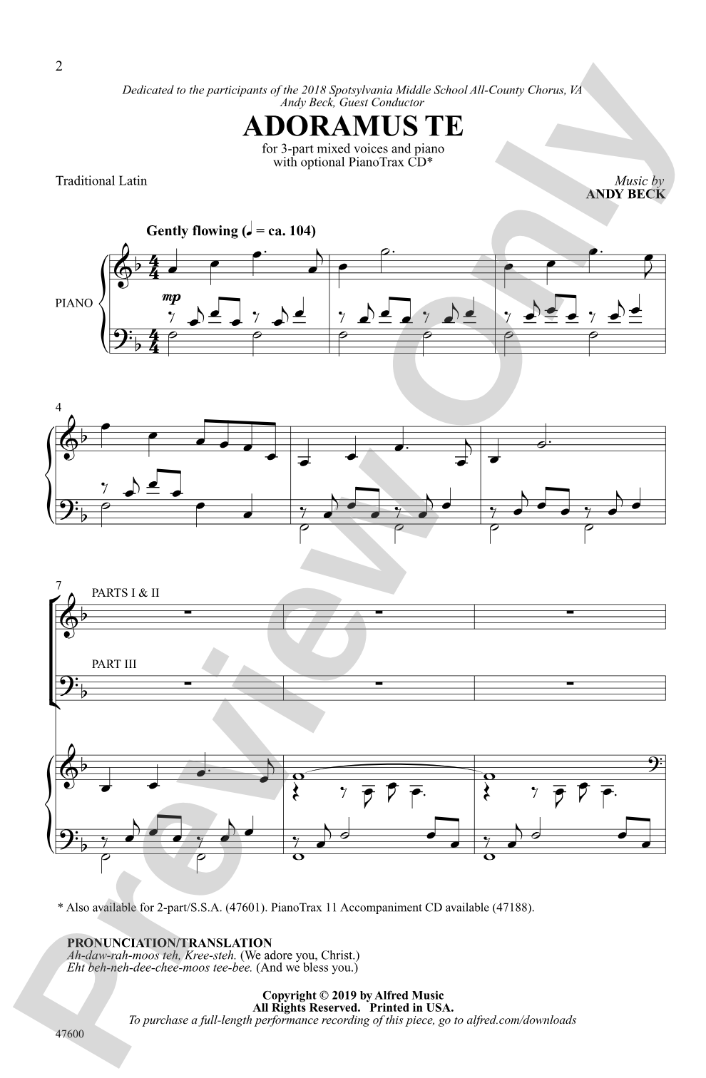 Adoramus Te: 3-Part Mixed Choral Octavo