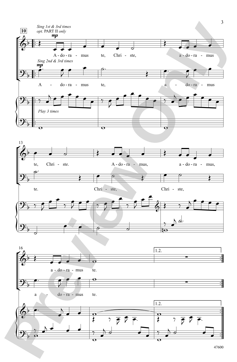 Adoramus Te: 3-Part Mixed Choral Octavo