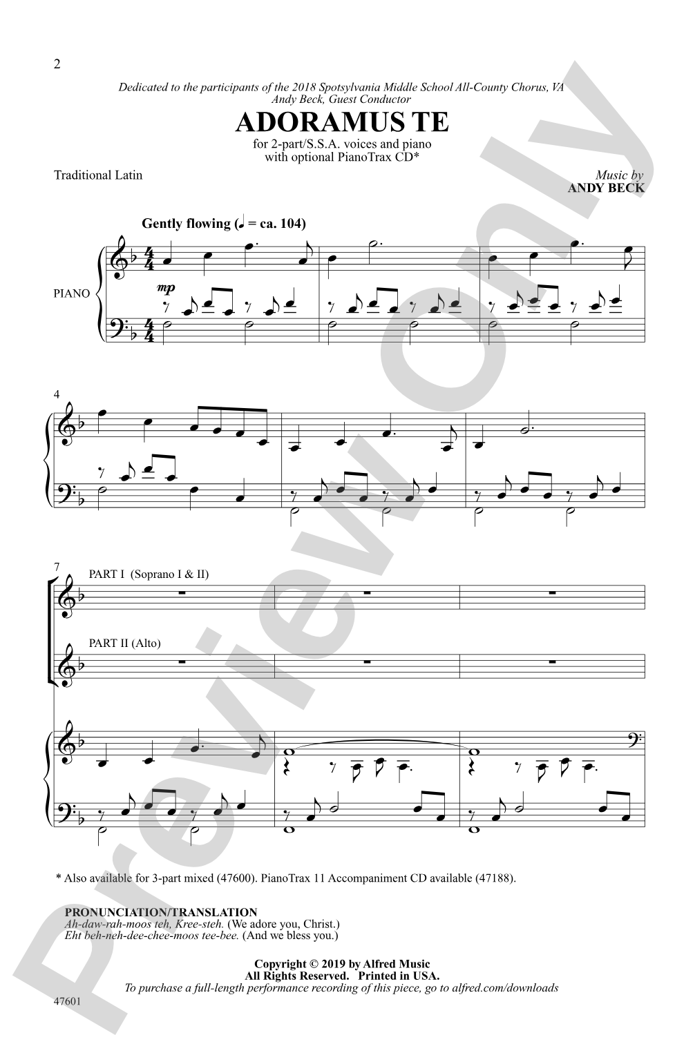 Adoramus Te: 2-Part / SSA Choral Octavo