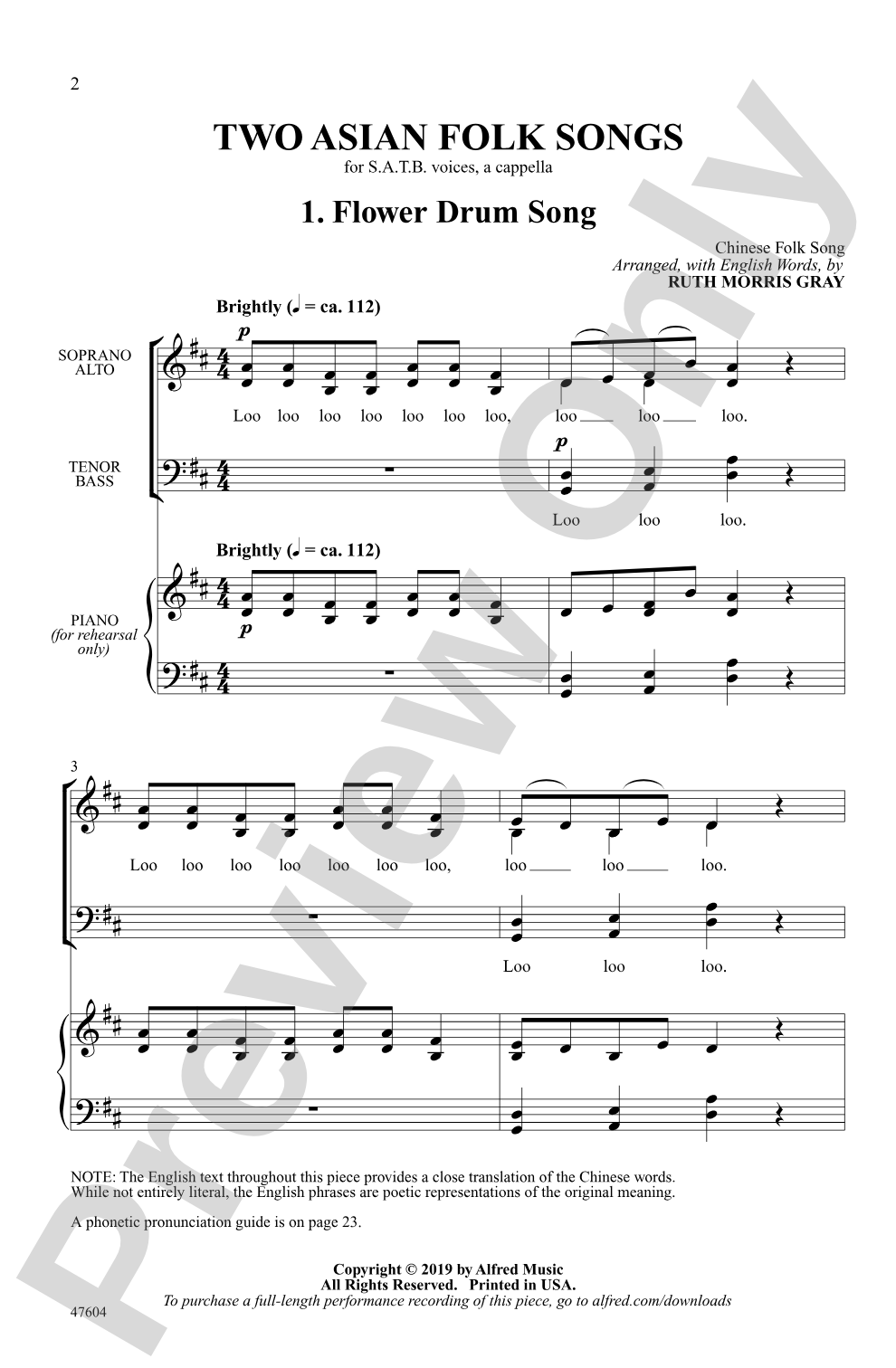 Two Asian Folk Songs: SATB, <i>a cappella</i> Choral Octavo