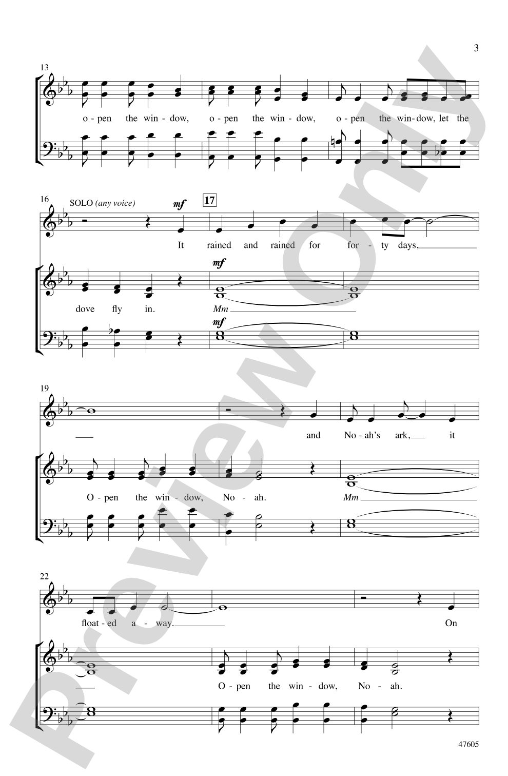 Open the Window, Noah: SATB, <i>a cappella</i> Choral Octavo
