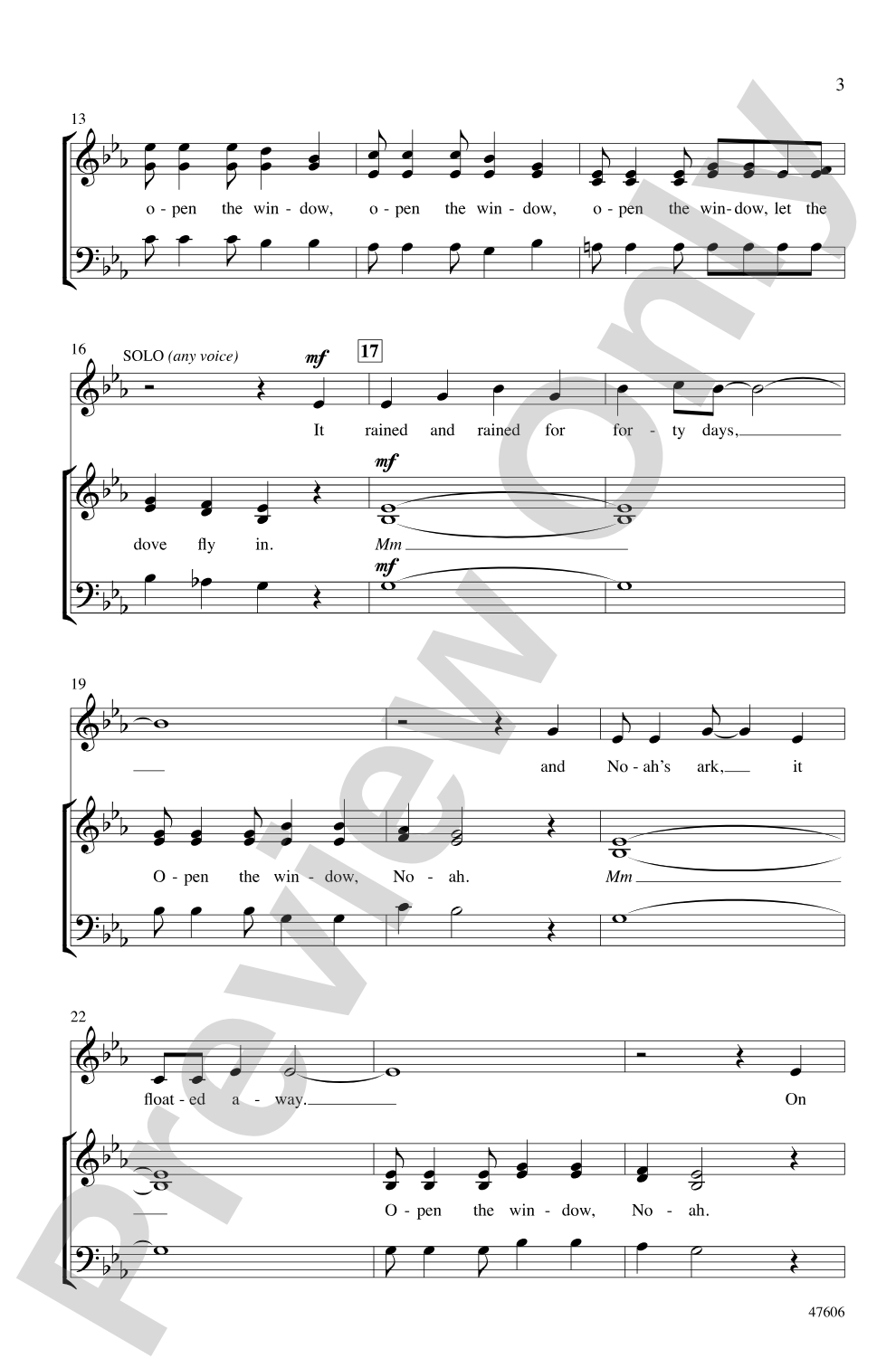 Open the Window, Noah: 3-Part Mixed, <I>a cappella</I> Choral Octavo