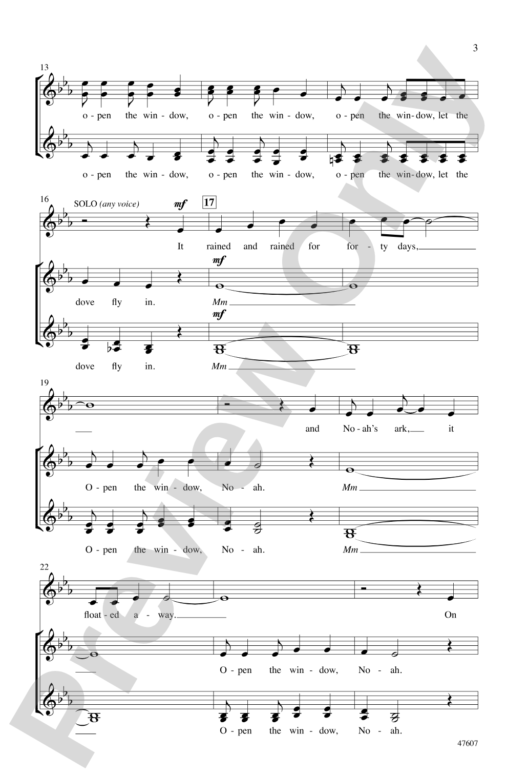 Open the Window, Noah: SSAA, <i>a cappella</i> Choral Octavo
