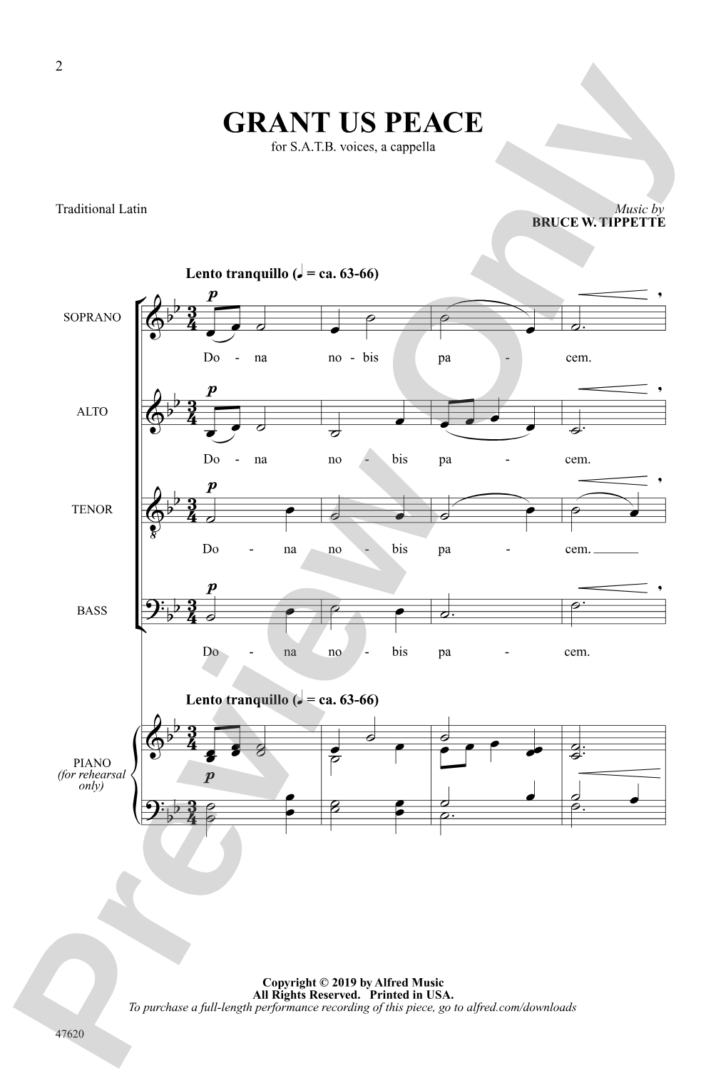 Grant Us Peace: SATB divisi, <I>a cappella</I> Choral Octavo