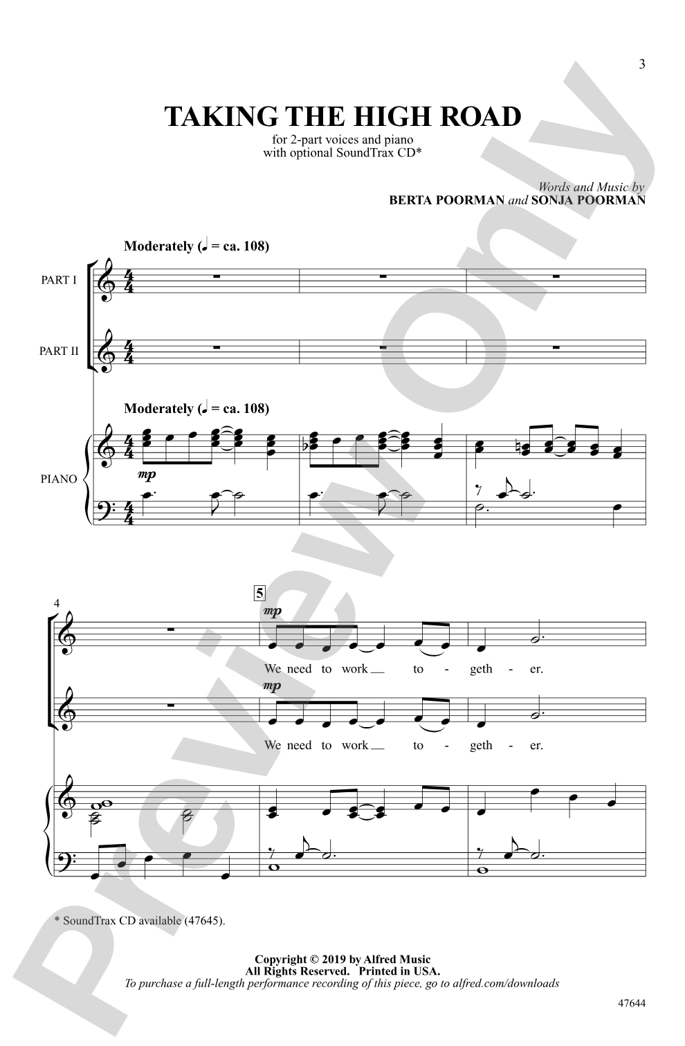 Taking the High Road: 2-Part Choral Octavo